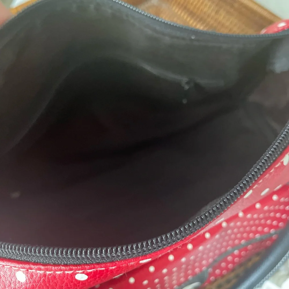 Disney Parks Minnie Mouse Red & White Polka Dot Vegan Leather Handbag - Picture 12 of 13